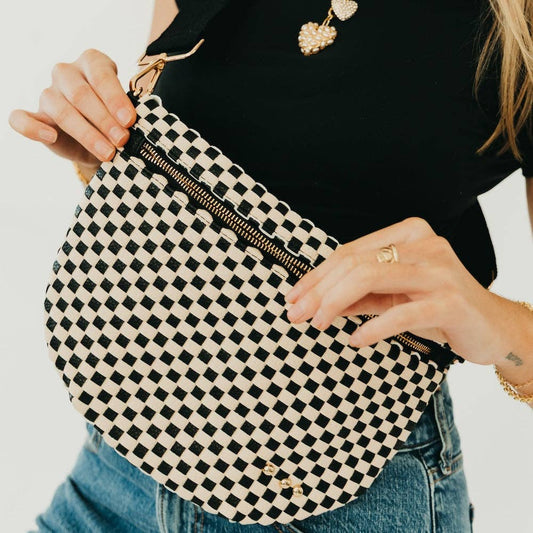 Westlyn Woven Bum Bag Wholesale -Checkered Black