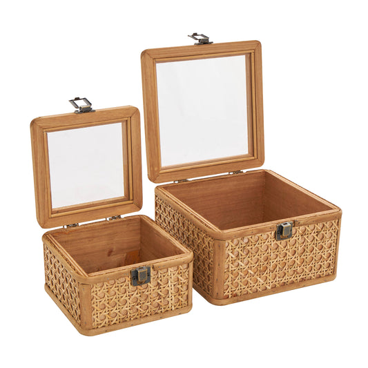 Woven Rattan Box's  with Bronze Latche