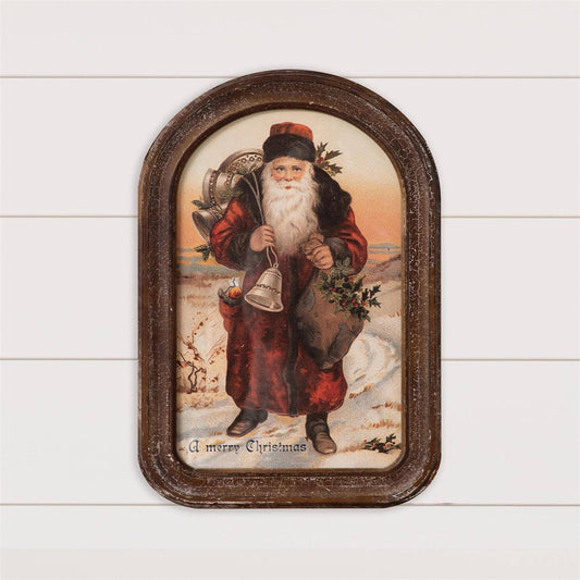 Arched Wood Framed Santa Print