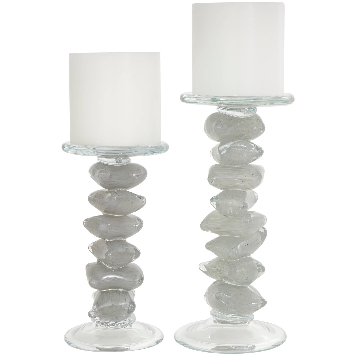 Glass Stacked Stone Candle Holders