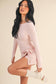 Long Sleeve Wrap Tie Front Dress: Pink / M