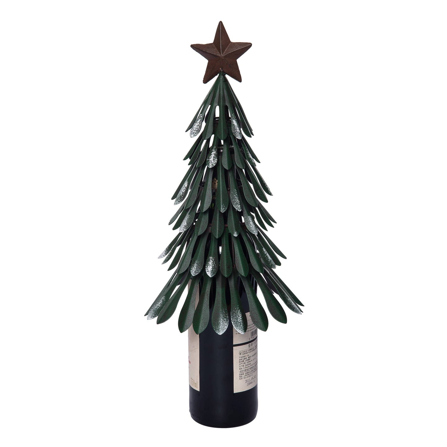 Metal 12" Green Christmas Tree Bottle Topper