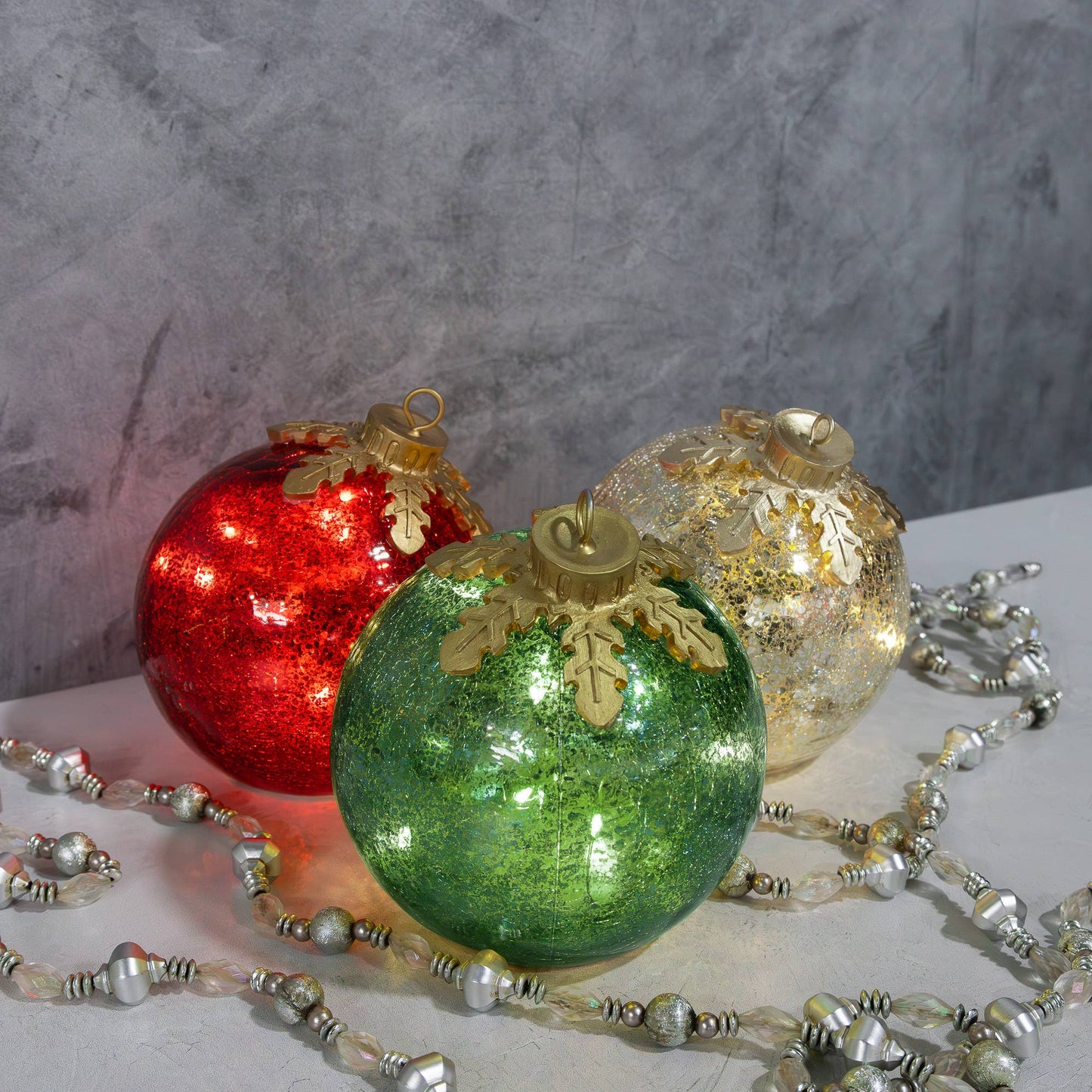 Crackle Glass Tabletop Christmas Ornaments