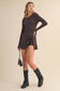 Long Sleeve Wrap Tie Front Dress: Pink / M