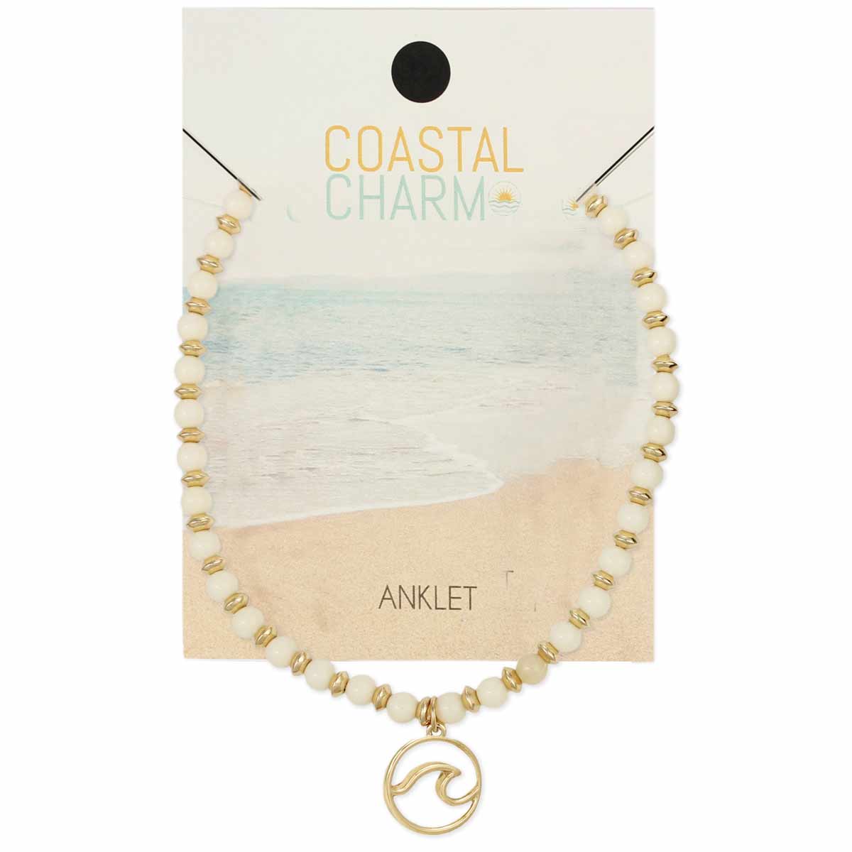 Wave White Bead Anklet