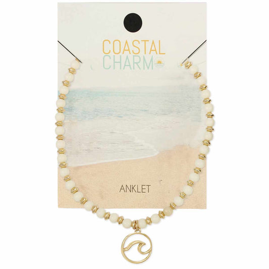 Wave White Bead Anklet