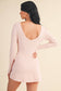 Long Sleeve Wrap Tie Front Dress: Pink / M