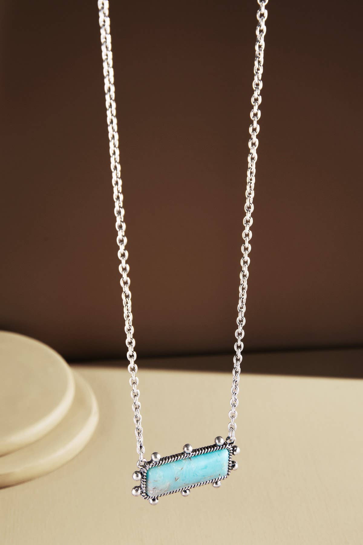 Western Bar Necklace with Hand Stone
