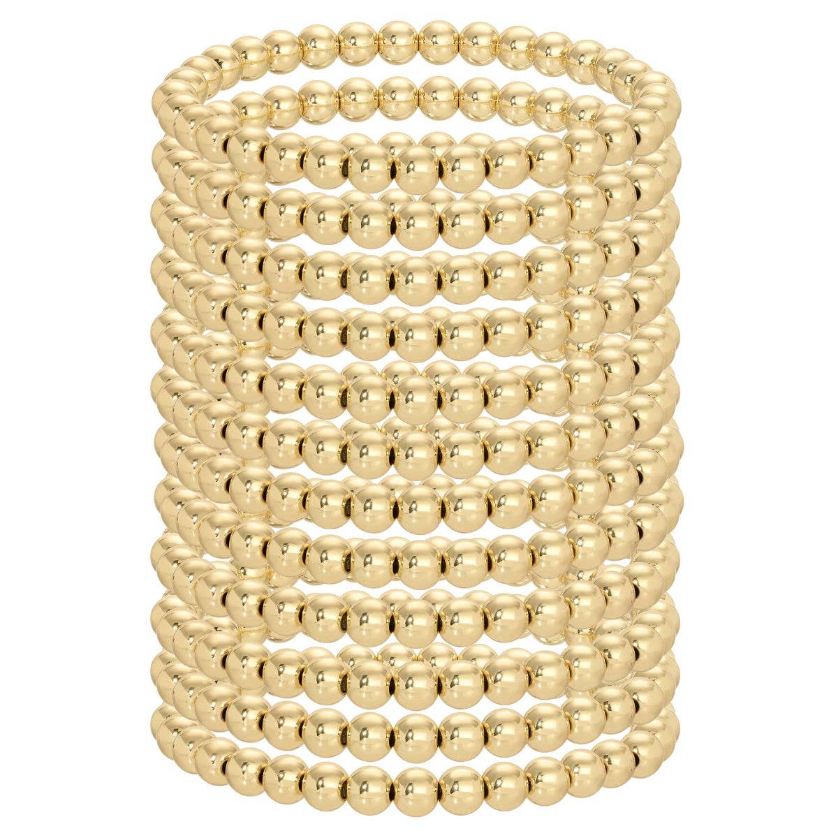 6mm Beaded Bracelets - Gold