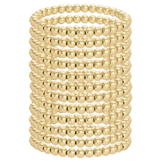 6mm Beaded Bracelets - Gold