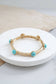 Jeweled Golden Bangle with semi precious stone dots: Shiny Gold - Pink Rose quartz