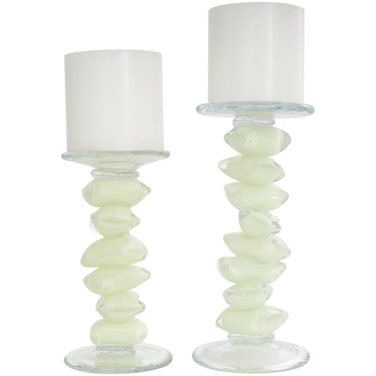 Glass Stacked Stone Candle Holders