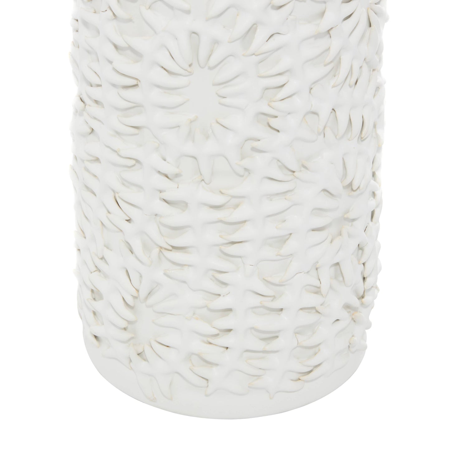 White Ceramic Embossed Floral Vase