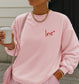 EMBROIDERED Love Sweatshirt Valentine's Day Crewneck Sweater: Ash Grey / Medium