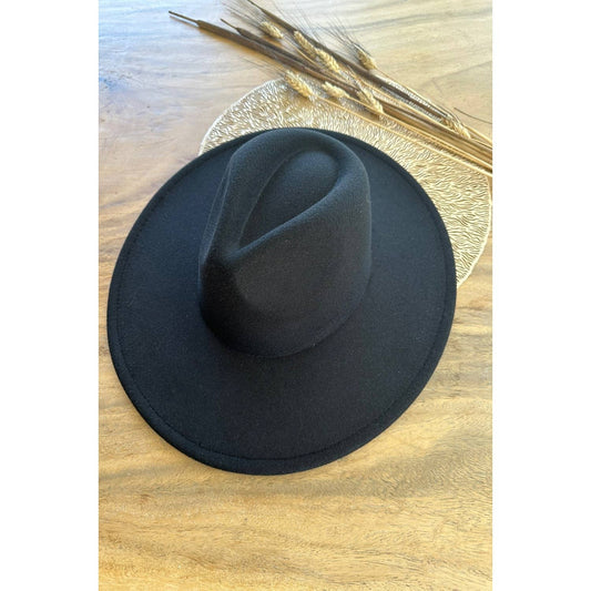 Classic Wide Brim Felt Primium Hat - Black