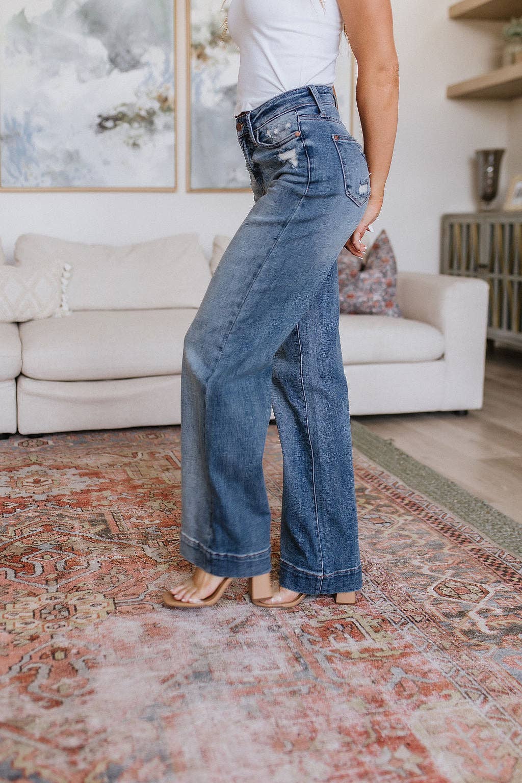 Judy Blue High Waist Distressed Denim Trousers