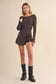 Long Sleeve Wrap Tie Front Dress: Pink / M