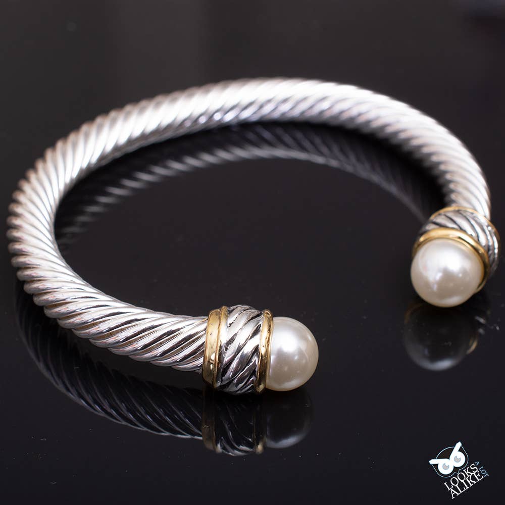 Dressy Pearl Cable Bangle