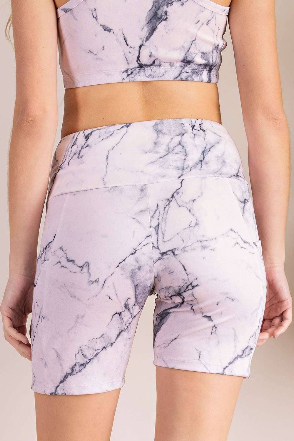 MARBLE PRINT BIKER SHORTS