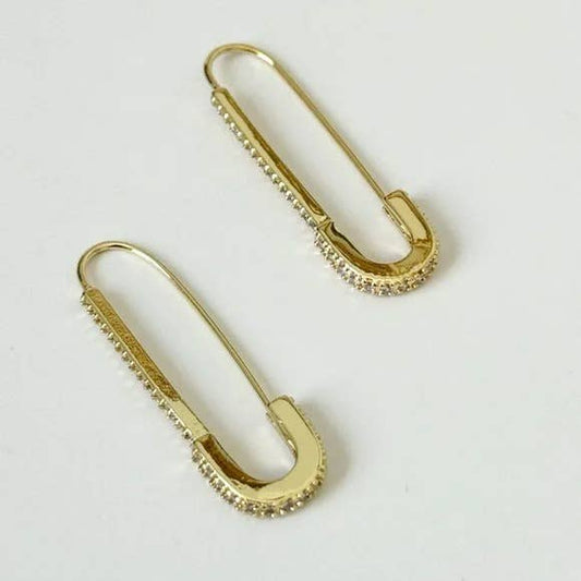 Helga Safety Pin Earrings: Clear
