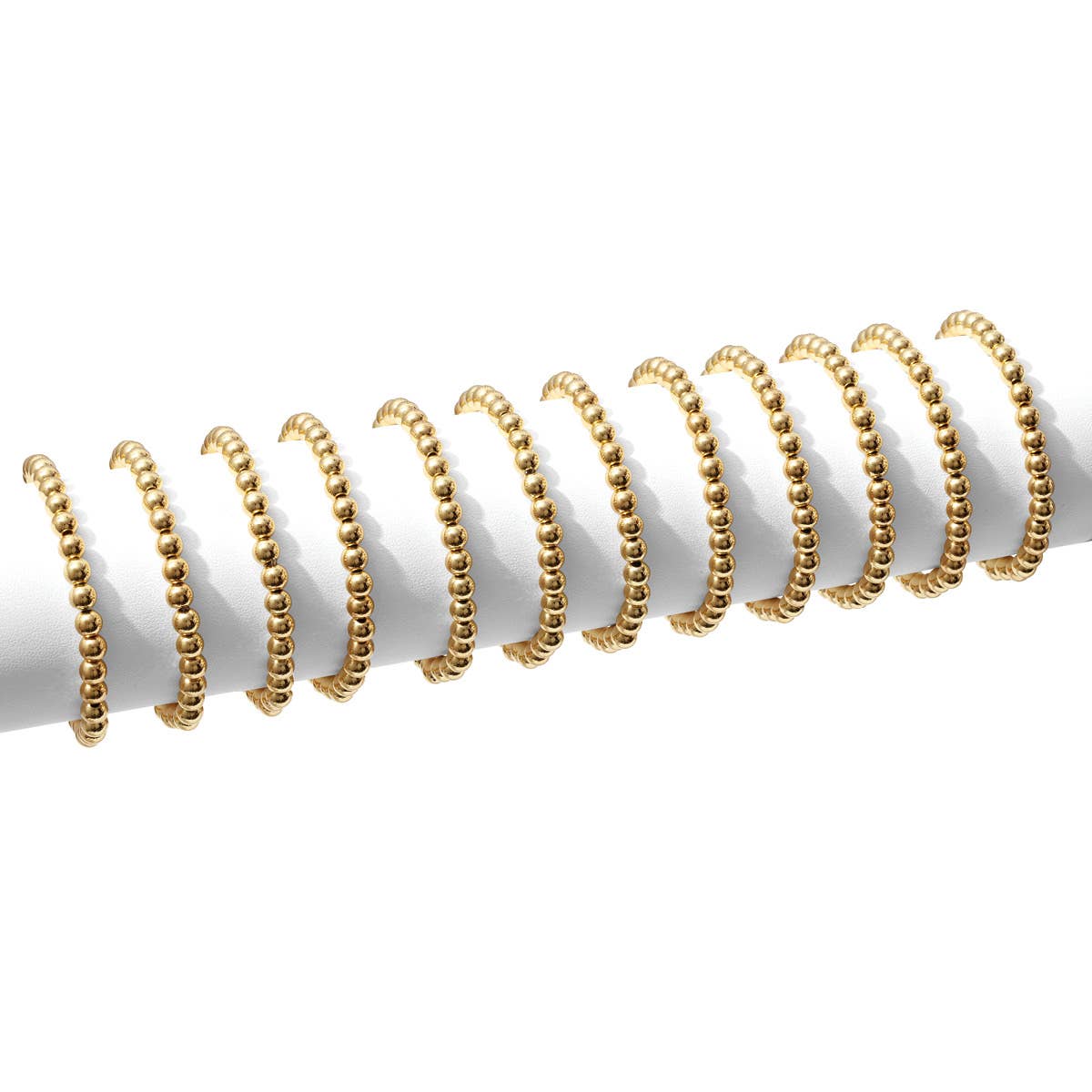 6mm Beaded Bracelets - Gold