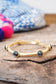 Jeweled Golden Bangle with semi precious stone dots: Shiny Gold - Pink Rose quartz