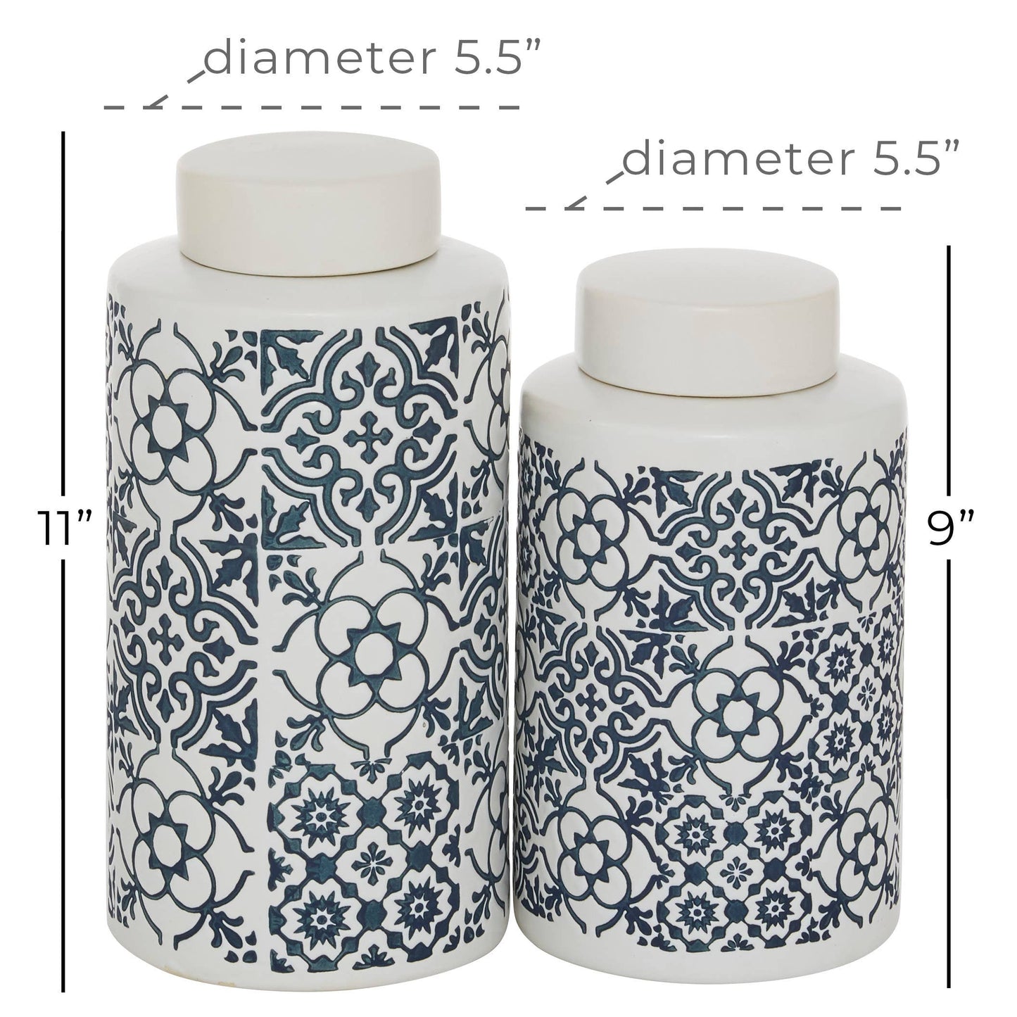 Ceramic Decorative Jars with Spanish Tile Patterns