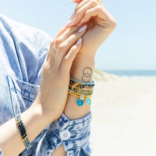 Aqua Starfish Charm Stretch Bracelet