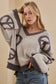 V Neck Peace Embroidered Sweater