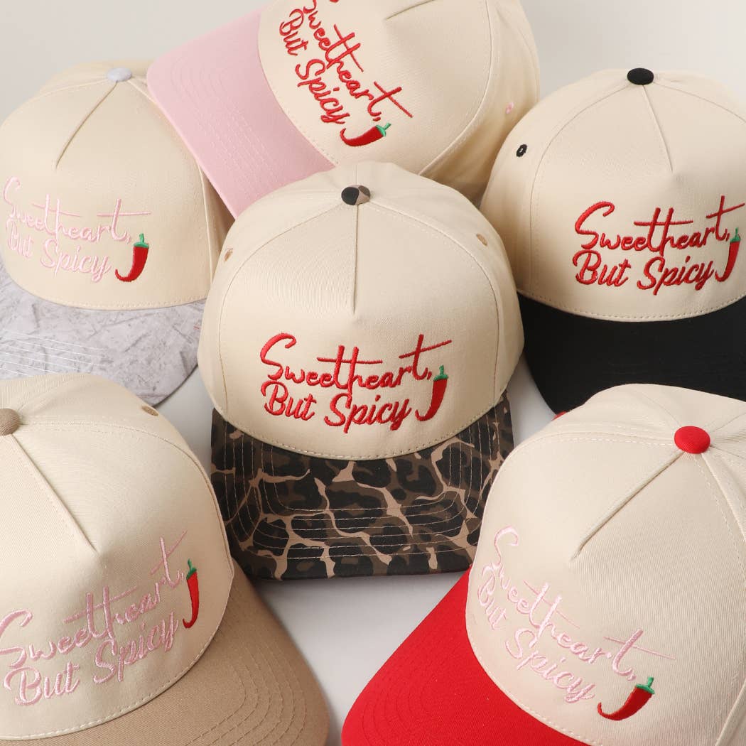 Sweetheart, But Spicy Embroidery Two-Tone Trucker Hat