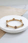 Jeweled Golden Bangle with semi precious stone dots: Shiny Gold - Pink Rose quartz