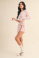 Long Sleeve Wrap Tie Front Dress: Pink / M