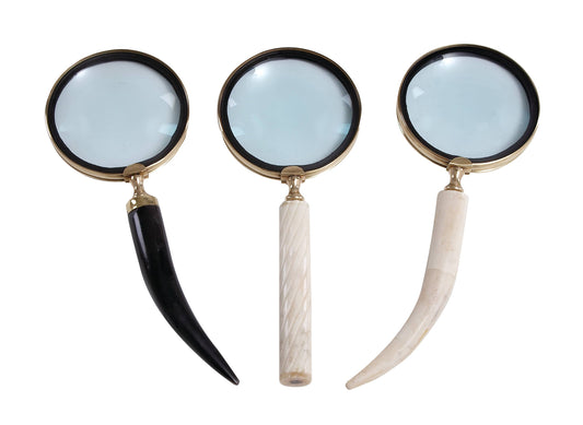 Black Metal Magnifying Glass with Bone Handles