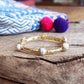 Jeweled Golden Bangle with semi precious stone dots: Shiny Gold - Pink Rose quartz