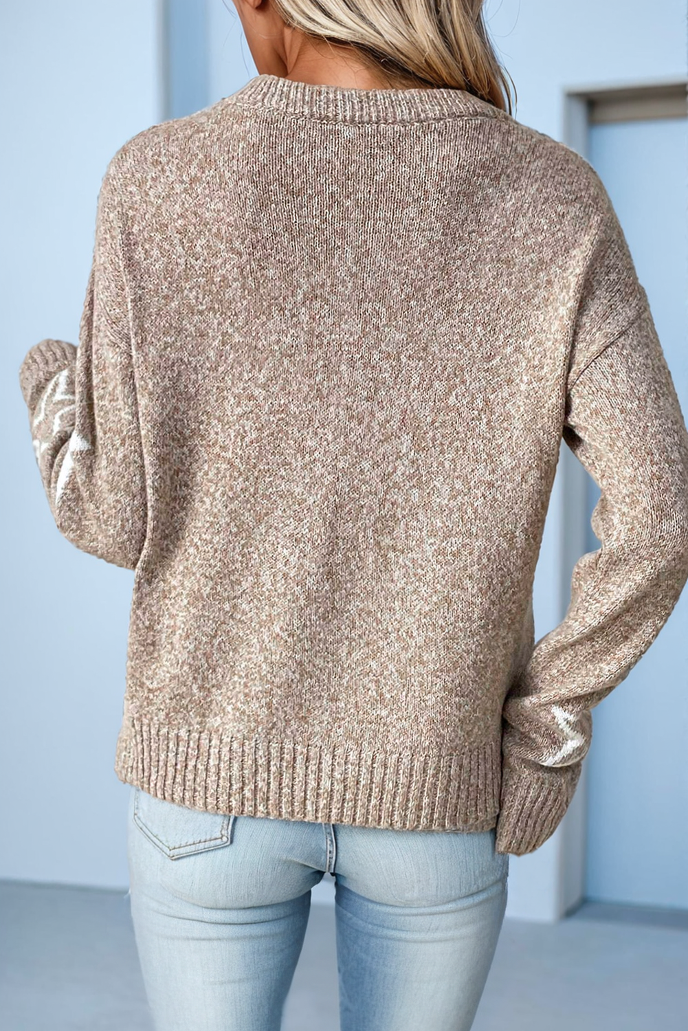 Star Print Round Neck Sweater