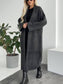 Elegant Collarless Open Front Long Cardigan