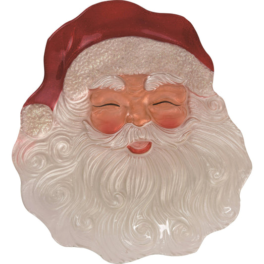 Glass Christmas Santa Face Plate