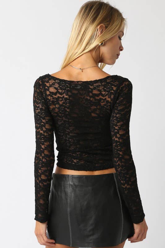 Emila Lace Top: Black