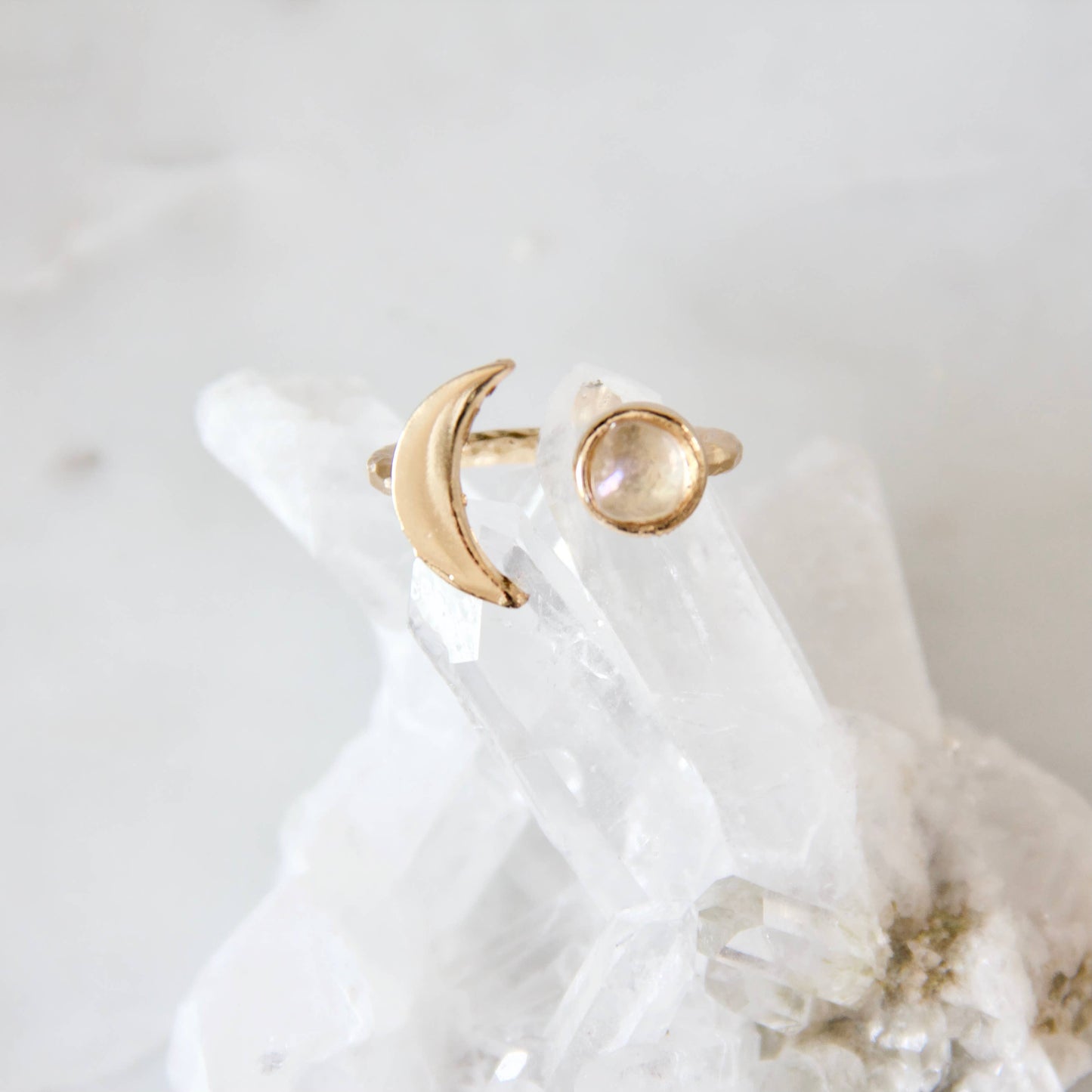 Moonstone Crescent Moon Ring