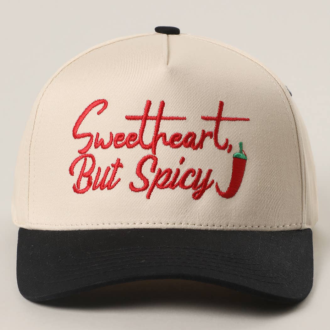 Sweetheart, But Spicy Embroidery Two-Tone Trucker Hat