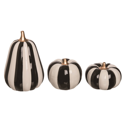 Ceramic Halloween Striped Pumpkins