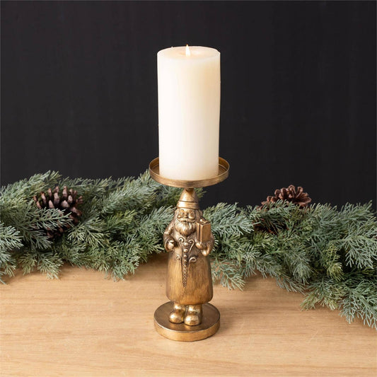 Gold Santa Figure Candle Holder