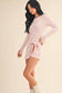 Long Sleeve Wrap Tie Front Dress: Pink / M