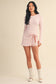 Long Sleeve Wrap Tie Front Dress: Pink / M