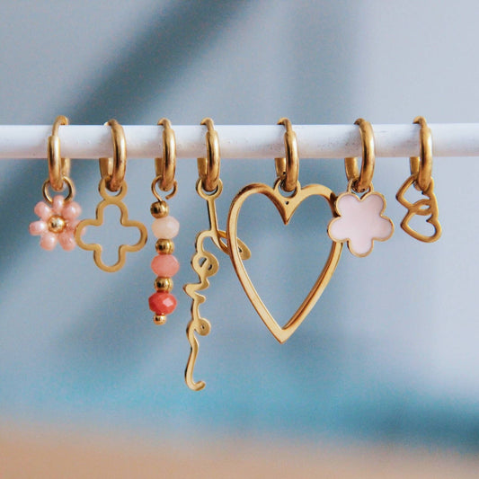 Stainless steel earrings with open clover - gold