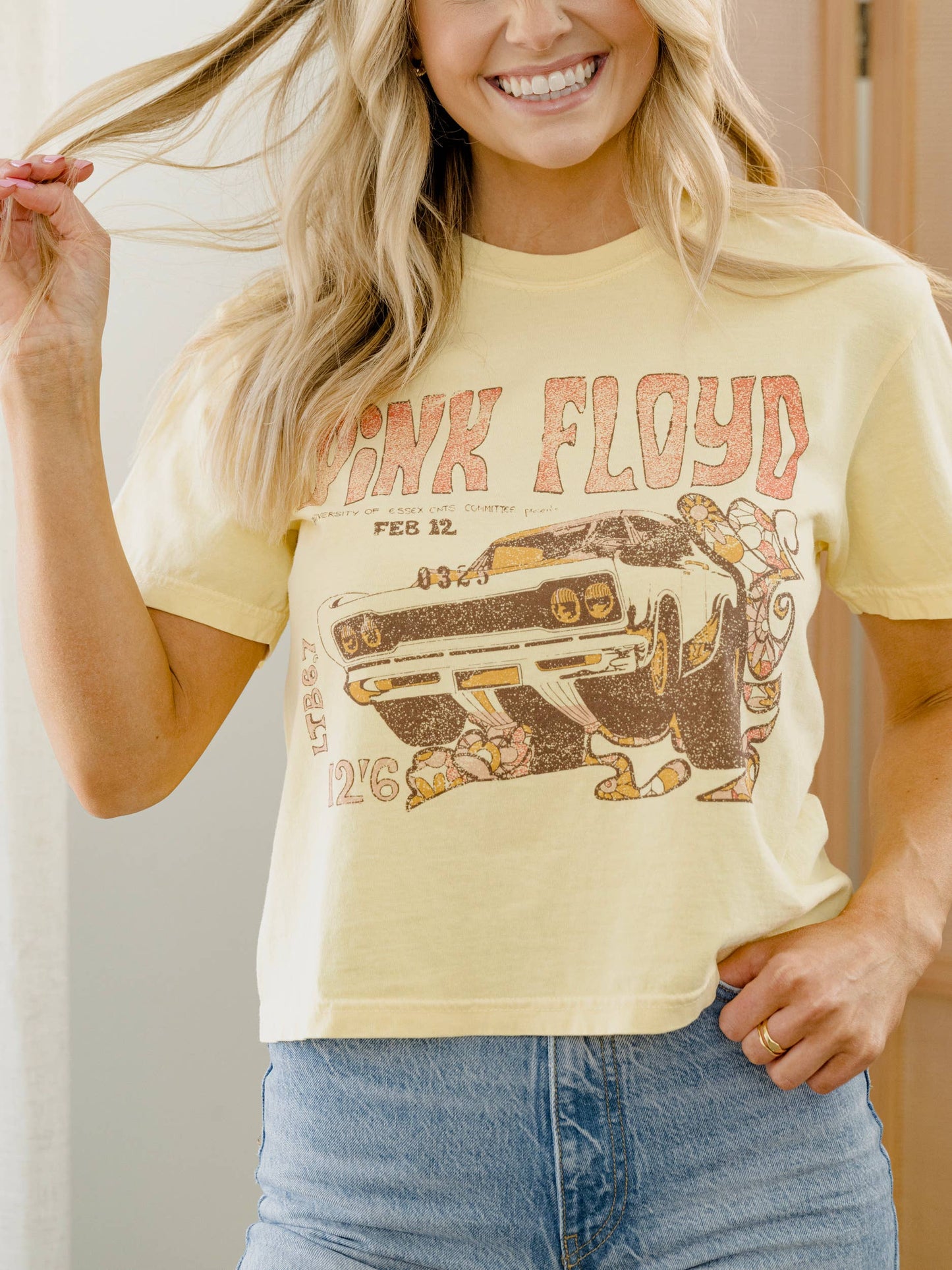 Pink Floyd Essex Butter Licensed Graphic Cropped Tee