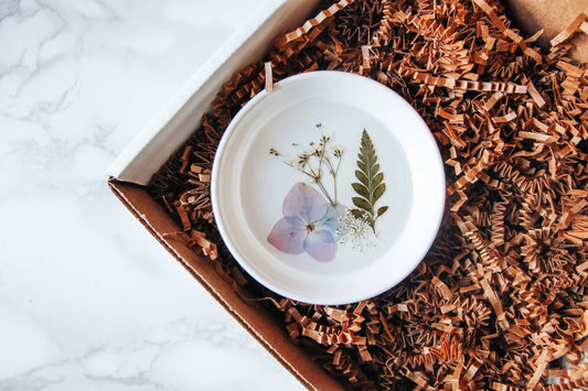 Pressed Flower & Botanical Ceramic Trinket Dish
