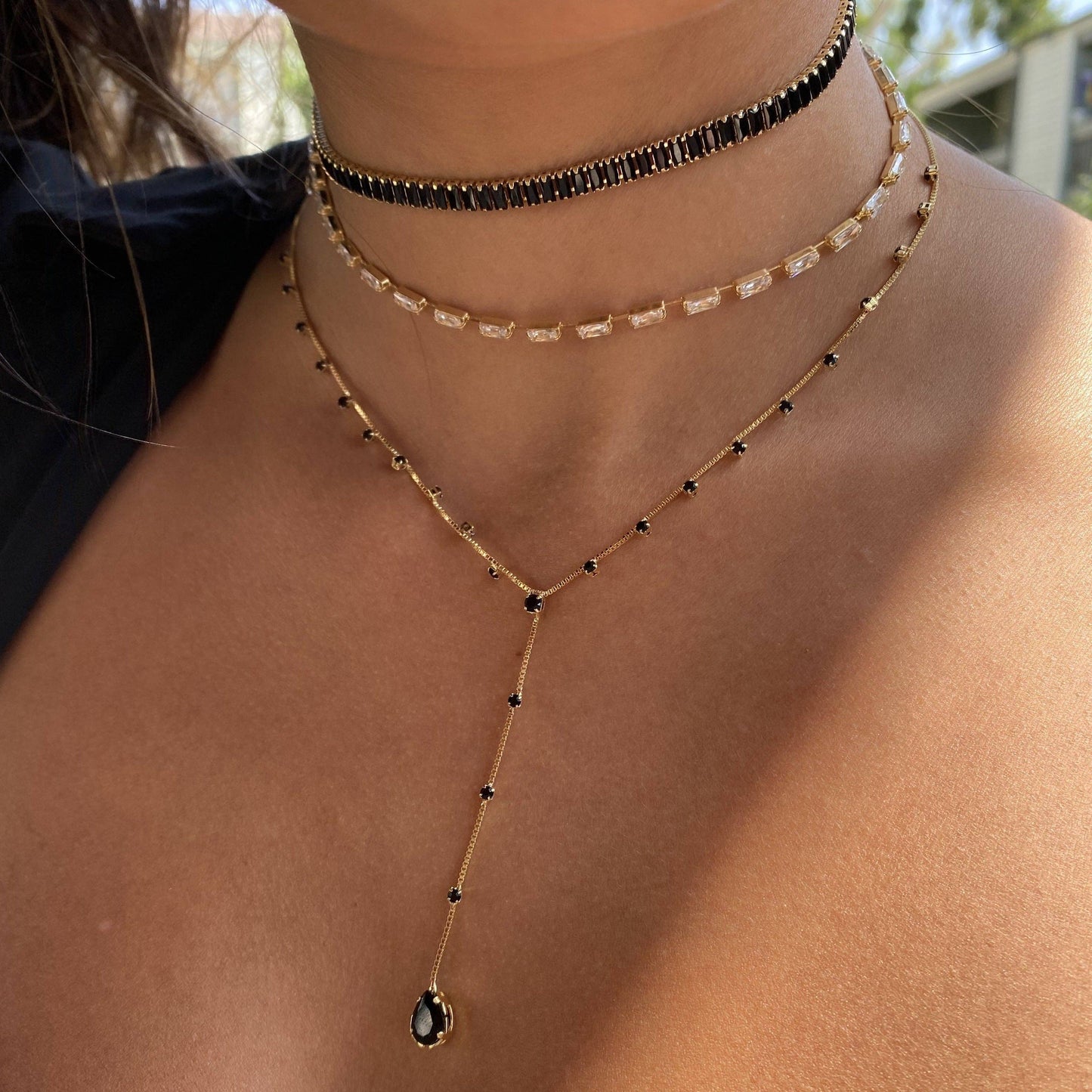 Clear Cubic Zircon Baguette Choker