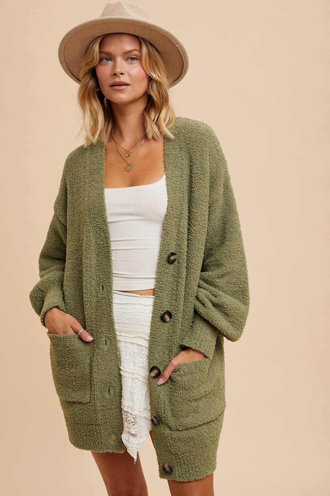 Fuzzy Chenille Cardigan