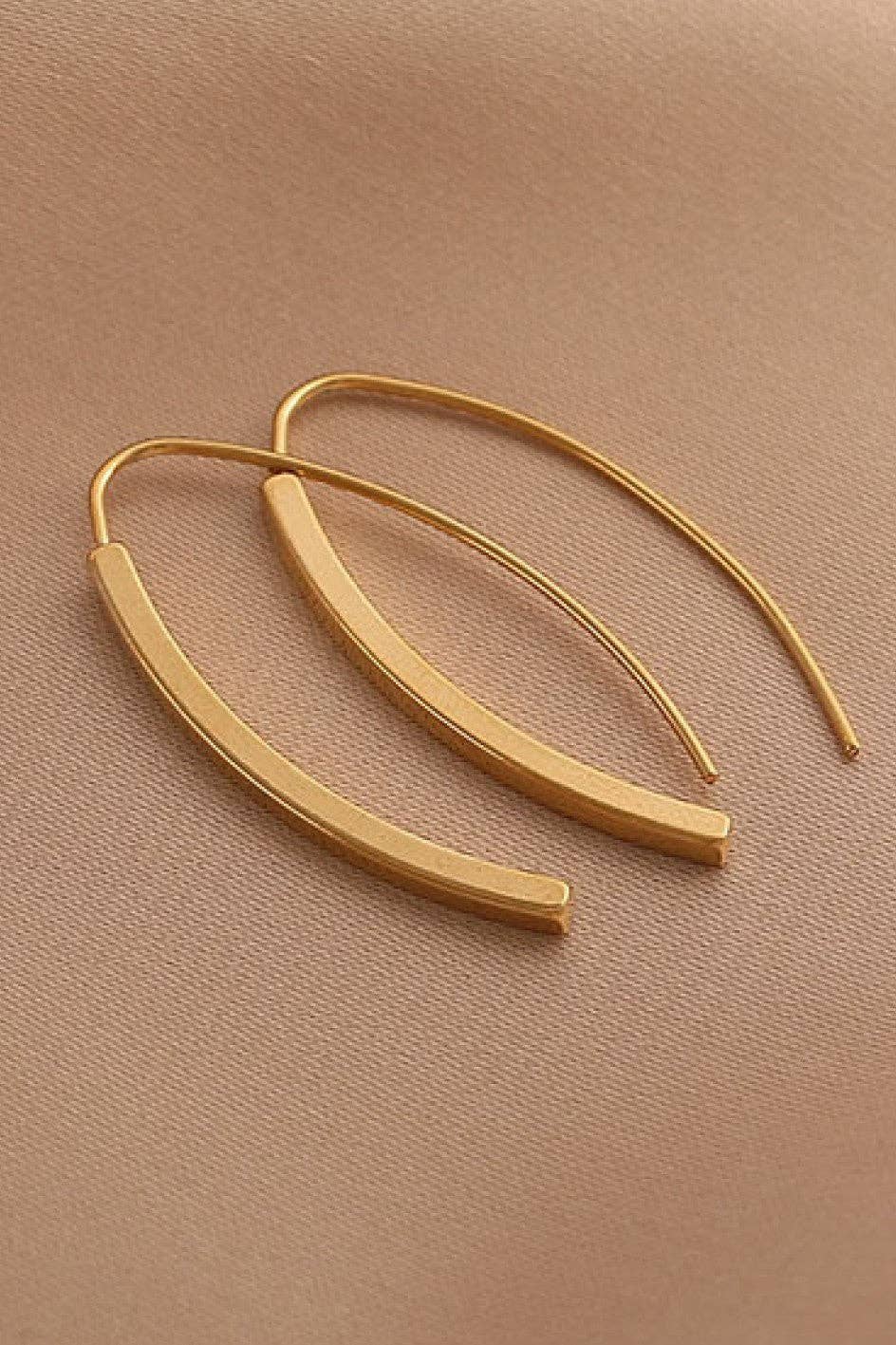 18K Gold PVD Plated Stainless Steel Threader Earrings - 7196: S0OX3T7196 Gold